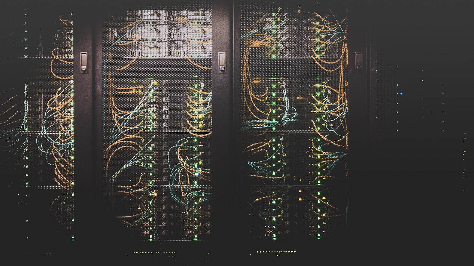 Network infrastructure racks and connected cabling